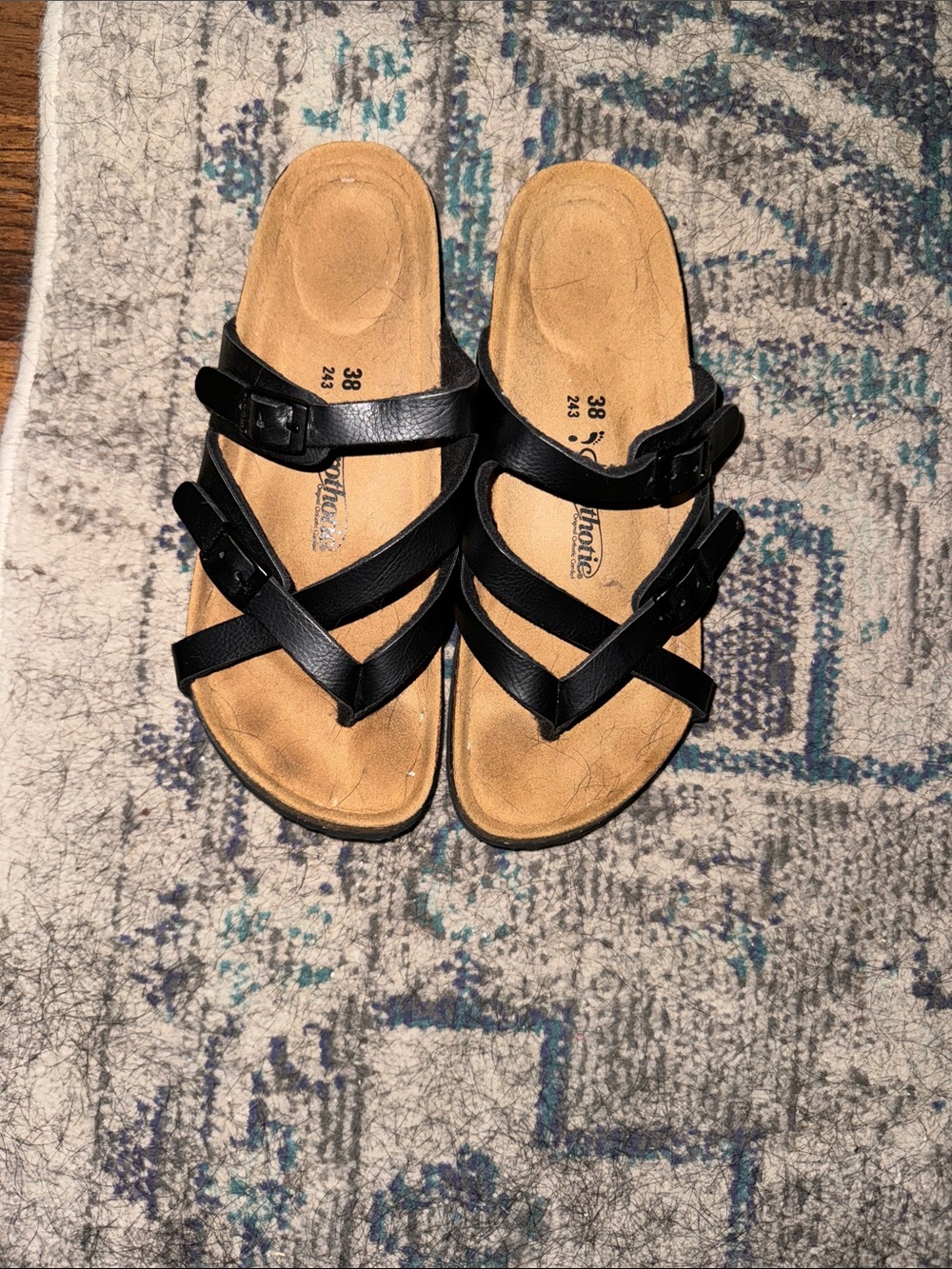 Aerothotic Comfortable Black Strappy Slide Sandals